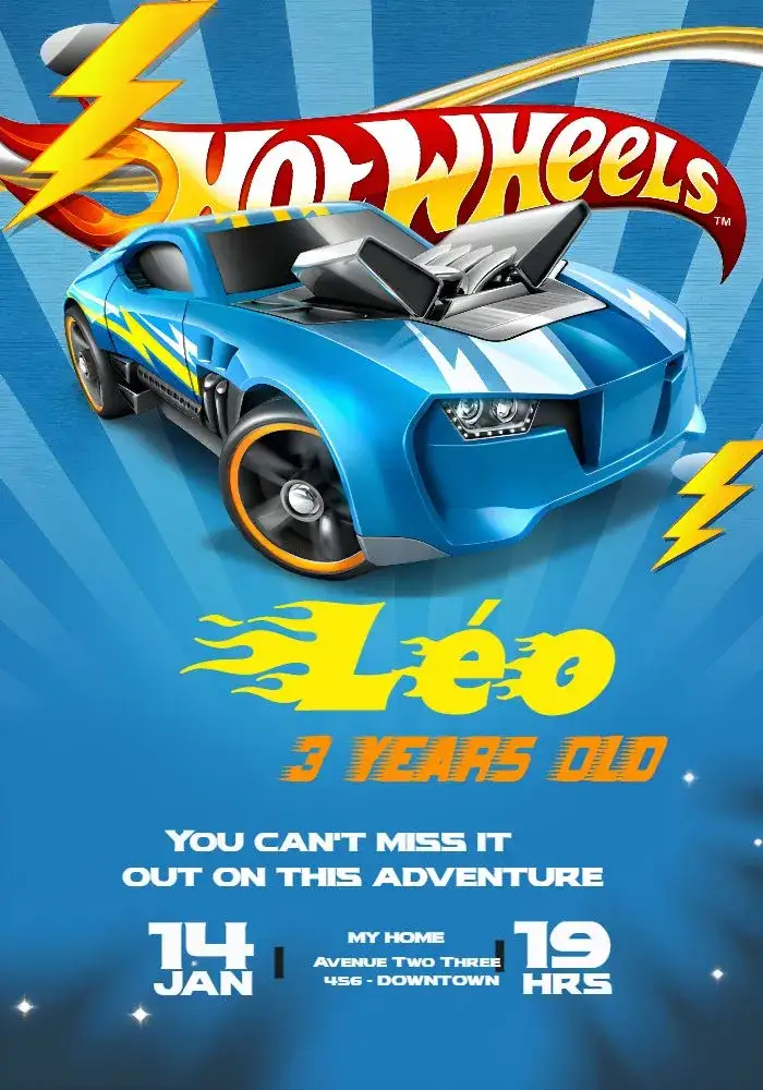 Invitation Hotwheels Kids – Most searched for theme colorful, fun, modern, themed, youthful, dynamic