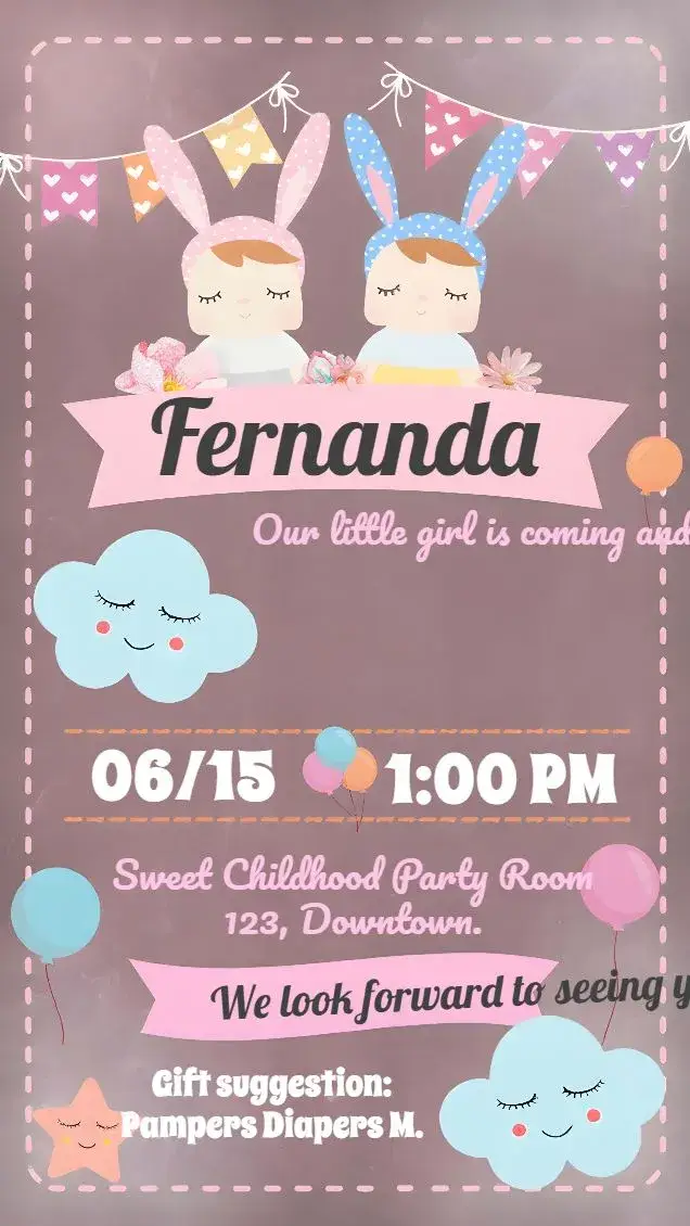 Baby Shower Metoo Doll Pink invitation