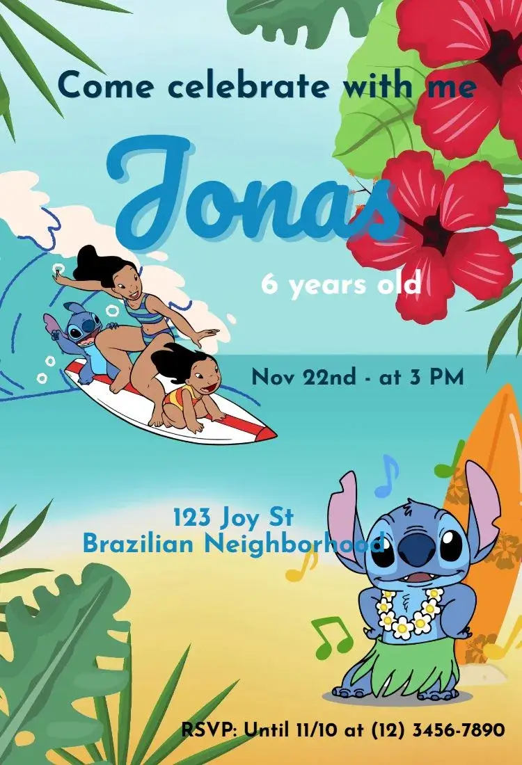 Stitch Beach Gang invitation