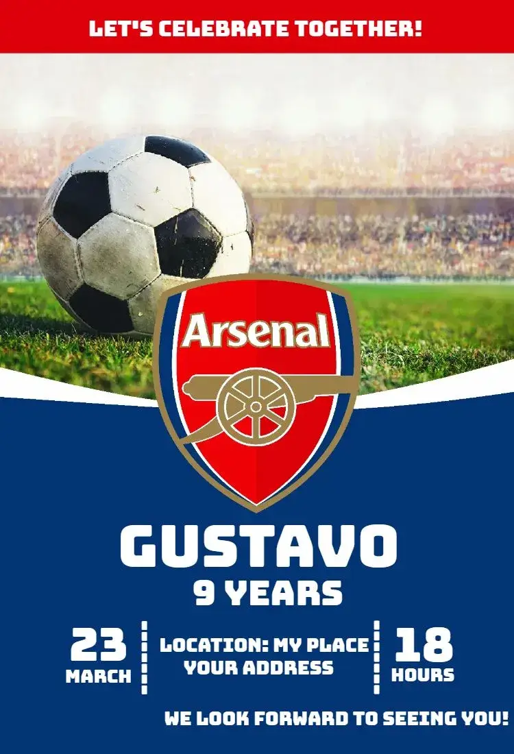 Invite Arsenal 2 editable and customizable