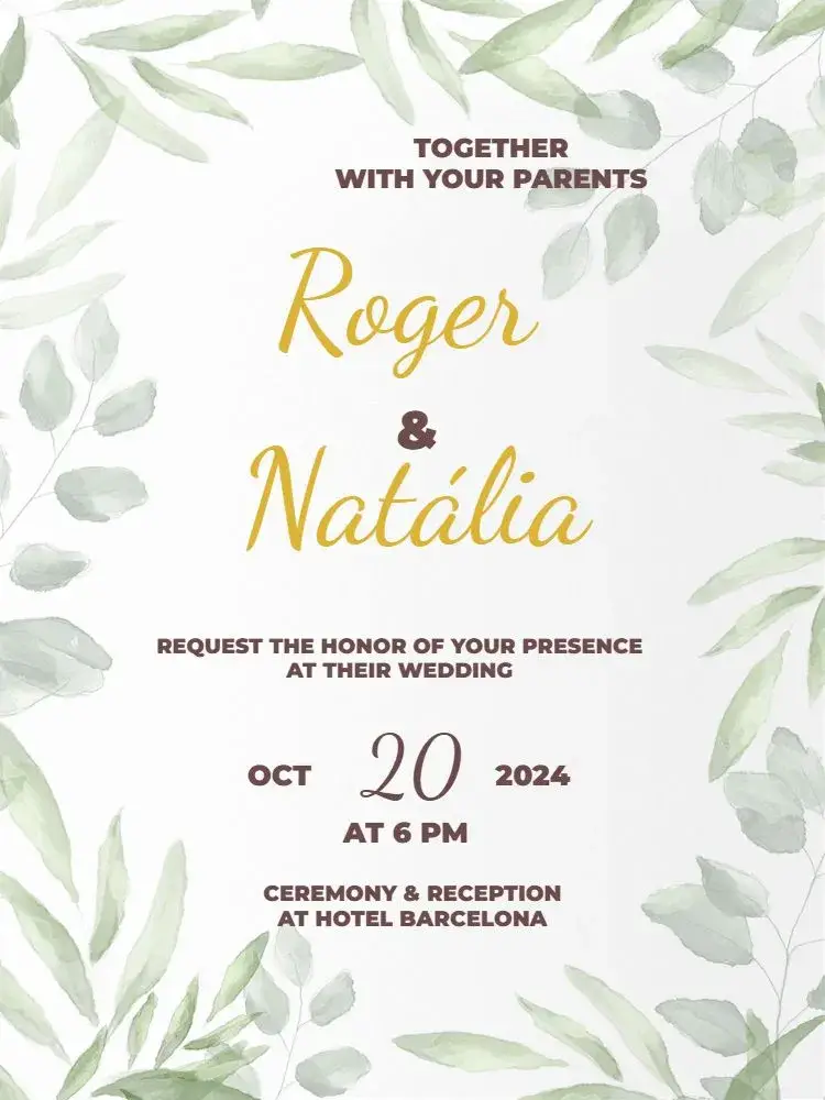 Botanical Wedding / Light White Foliage invitation