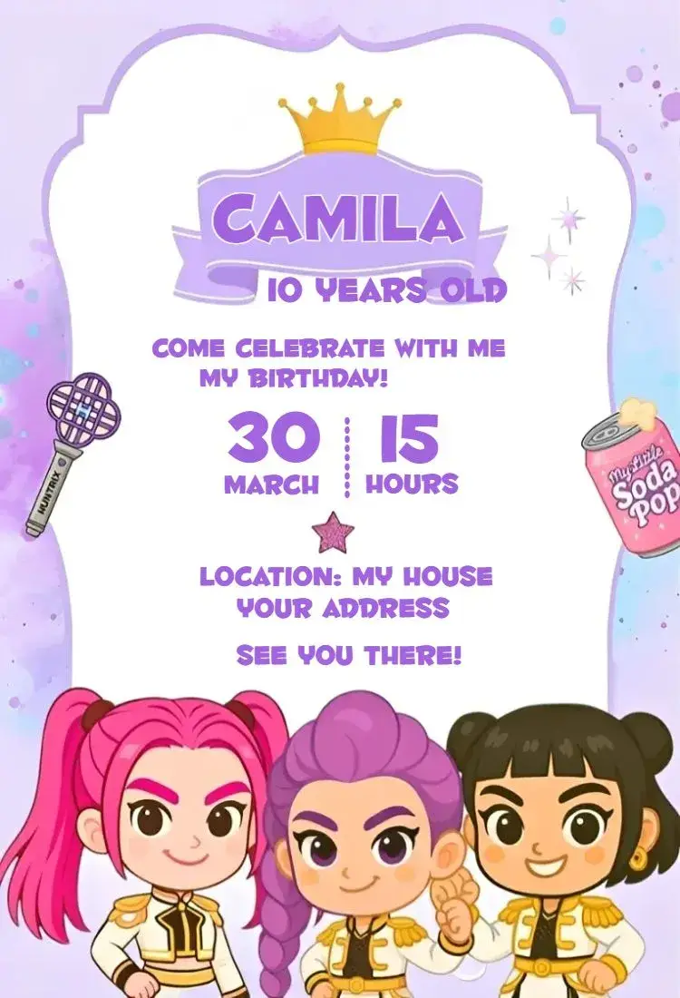 Invite Warriors of Kpop 22 editable and customizable