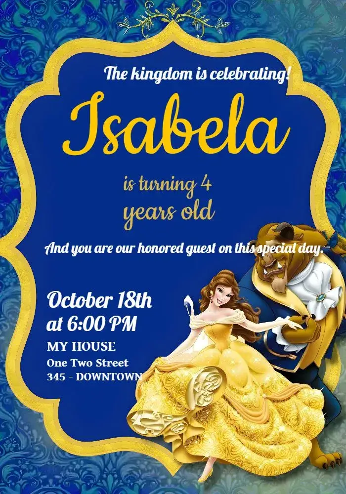 Beauty And The Beast Disney invitation