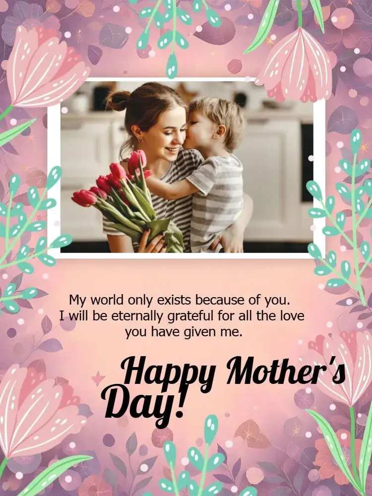 Invitation Mother's Day Card With Photo Greetings – Commemorative Dates theme floral, romantic, colorful, modern, delicate, cheerful