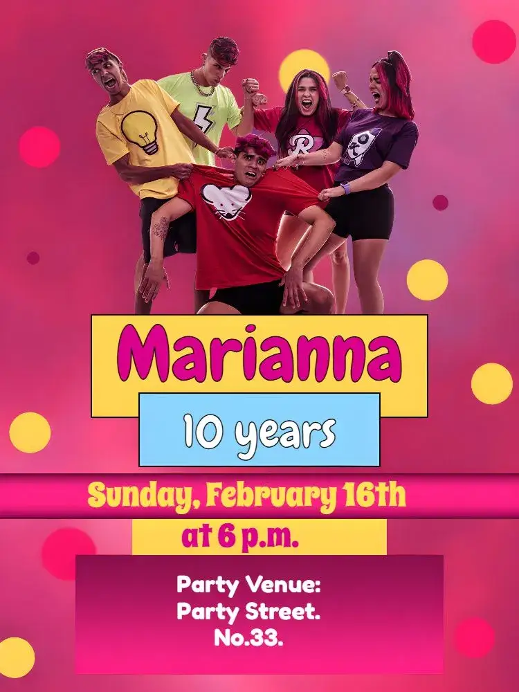 Invitation Emilly Vicky Girl – Kids' Birthday Party theme pink, funny, modern, kids, youtuber, colorful
