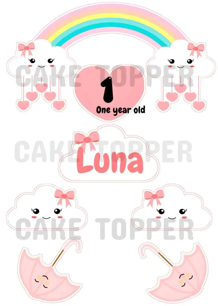 Topo Cake Rain Love Pink invitation