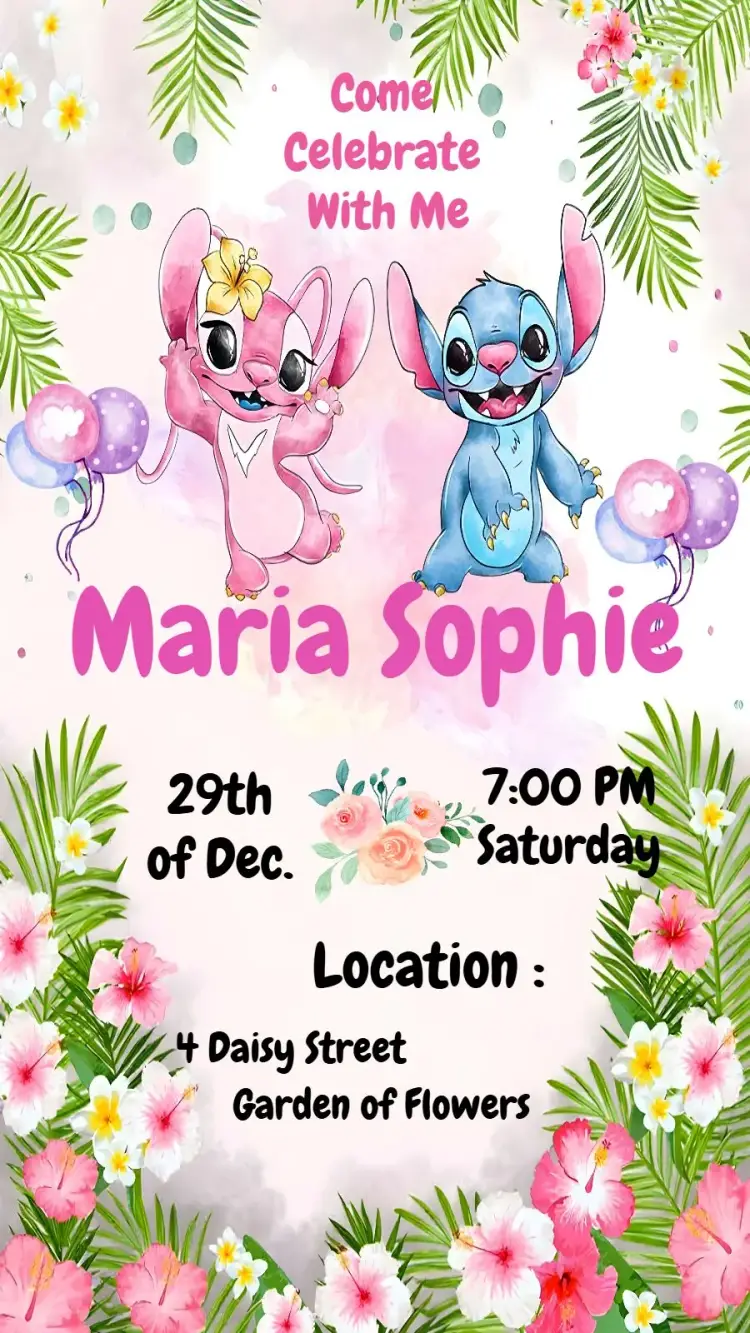 Stitch And Angel invitation