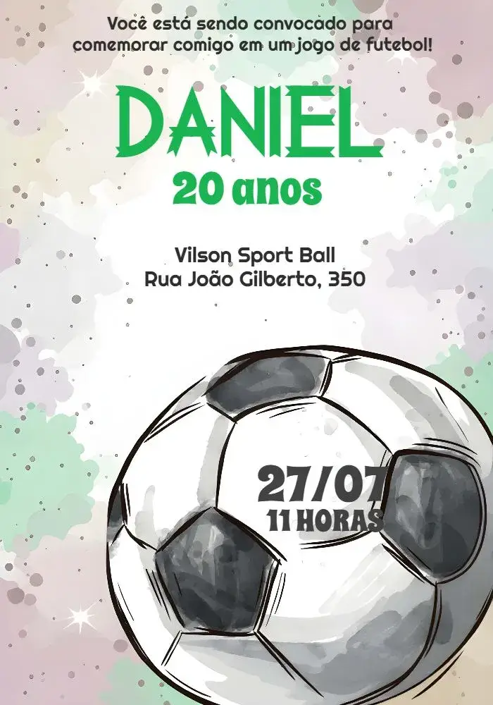White Watercolor Soccer invitation