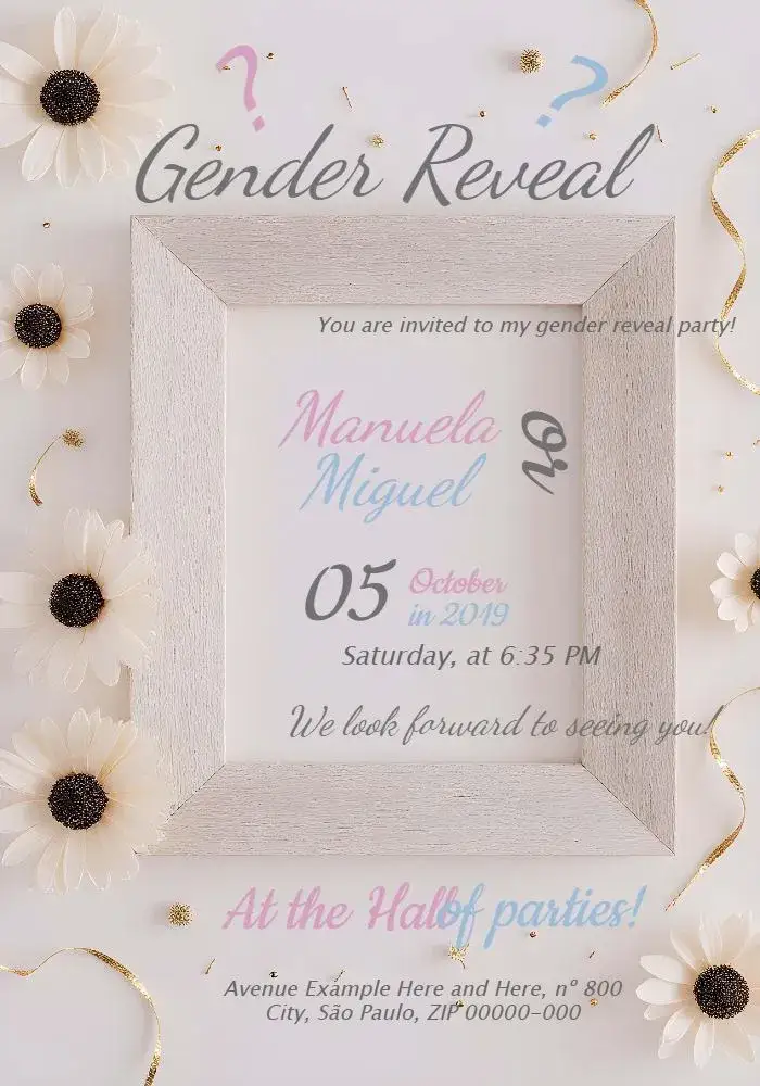 Invitation Simple Boy Or Girl Gender Reveal Tea – Gender Reveal theme minimalist, delicate, cute, pastel, modern, colorful