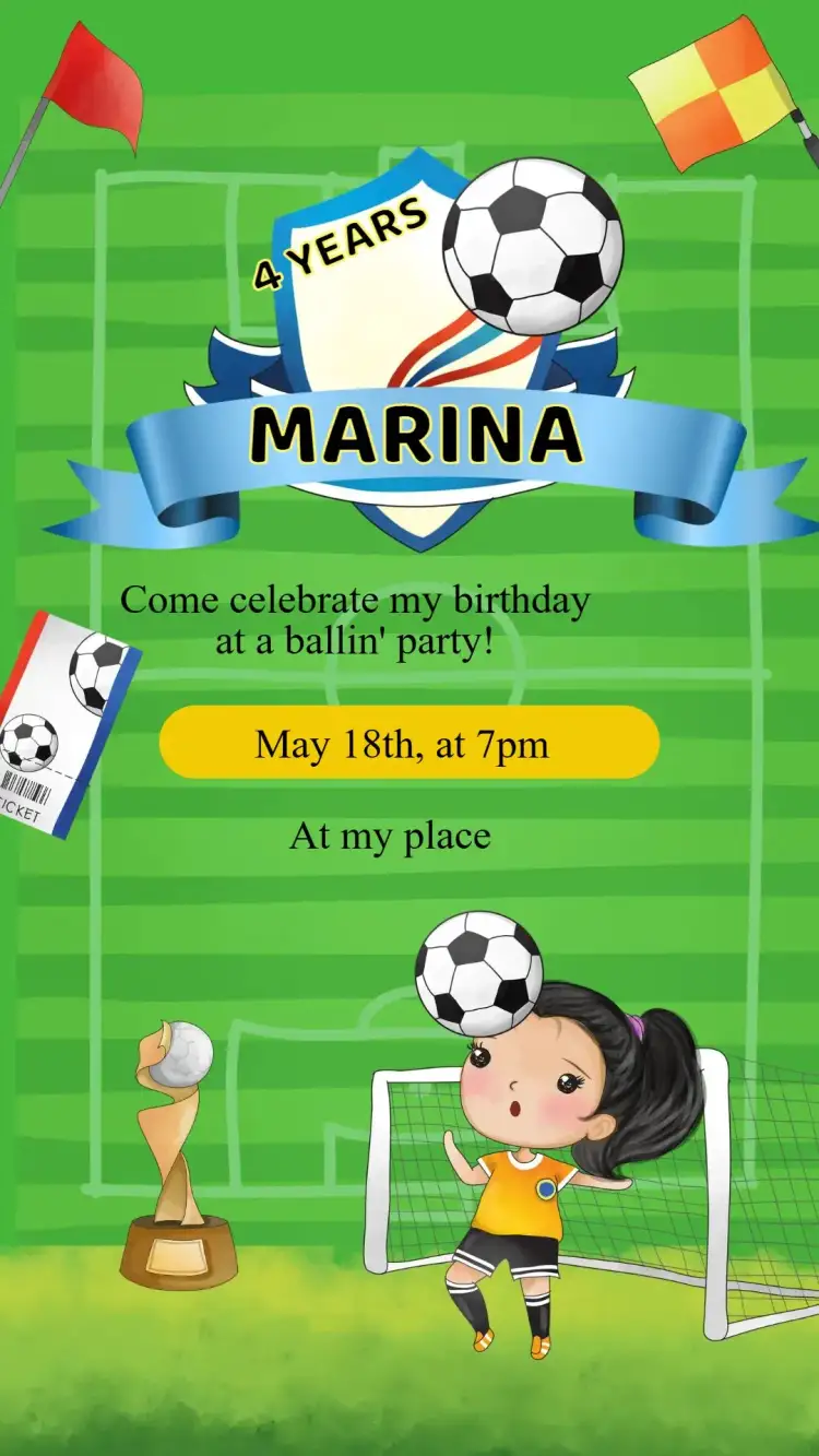 Invitation Birthday Invitation Soccer Girl – Kids' Birthday Party theme soccer, colorful, fun, childish, modern