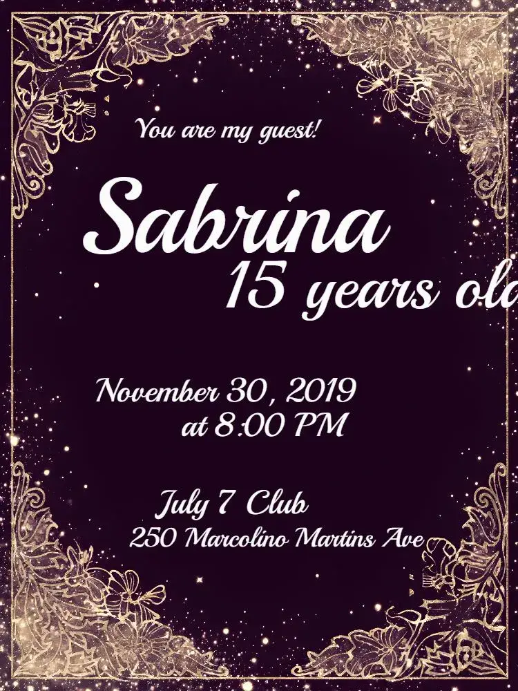 15 Years - Purple And White Arabesques invitation