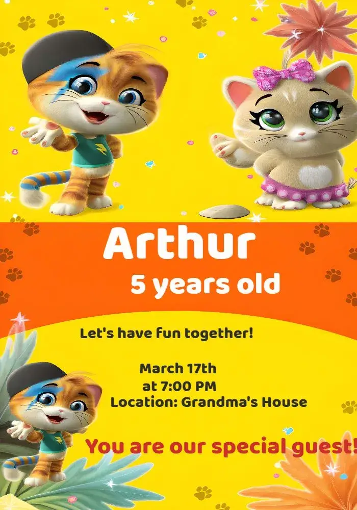 44 Green Cats invitation