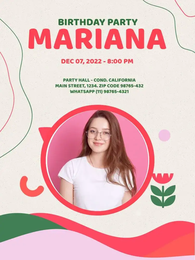 Invitation Young Female With Delicate Photo – Kids' Birthday Party theme delicate, youthful, feminine, soft colors, custom photo, modern