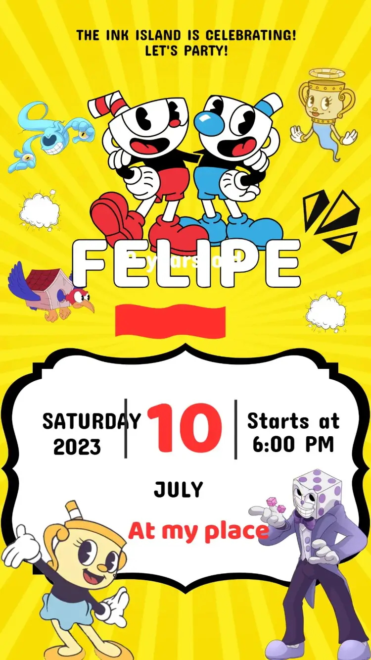 CupHead Birthday Invitation