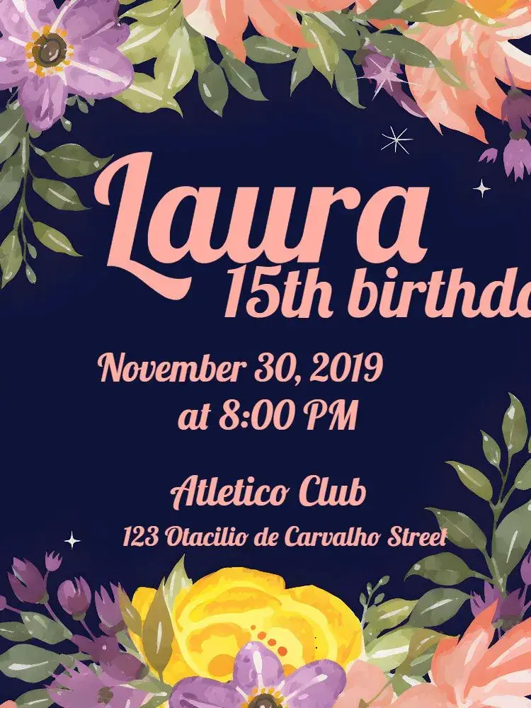 15th Floral Anniversary invitation