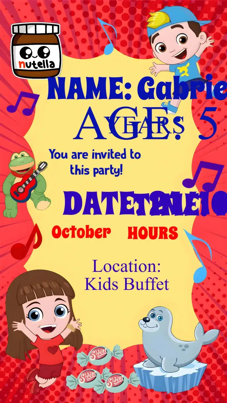 Invitation Lucas Neto – Kids' Birthday Party theme colorful, playful, fun, modern, childlike, themed