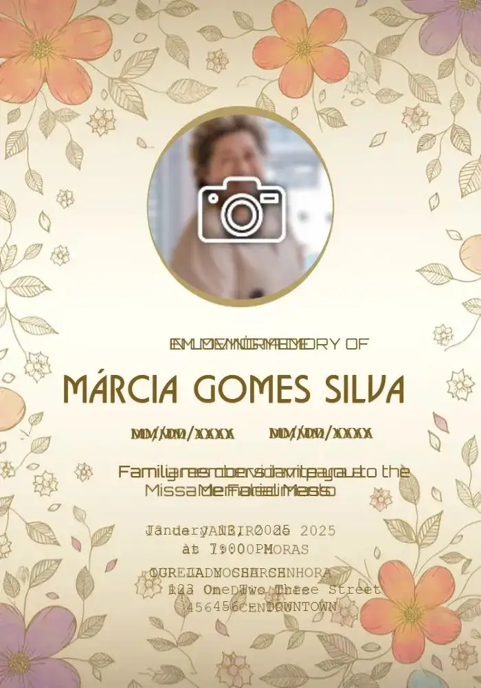 Invitation Funeral Mass With Photo Wake – Commemorative Dates theme minimalist, classic, serene, elegant, subtle, soothing