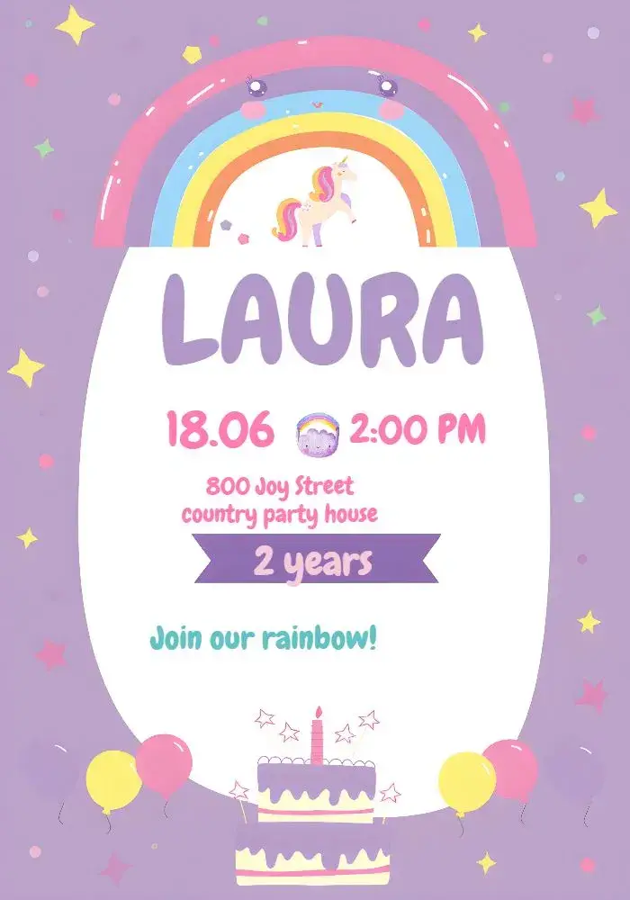 Children's Rainbow invitation