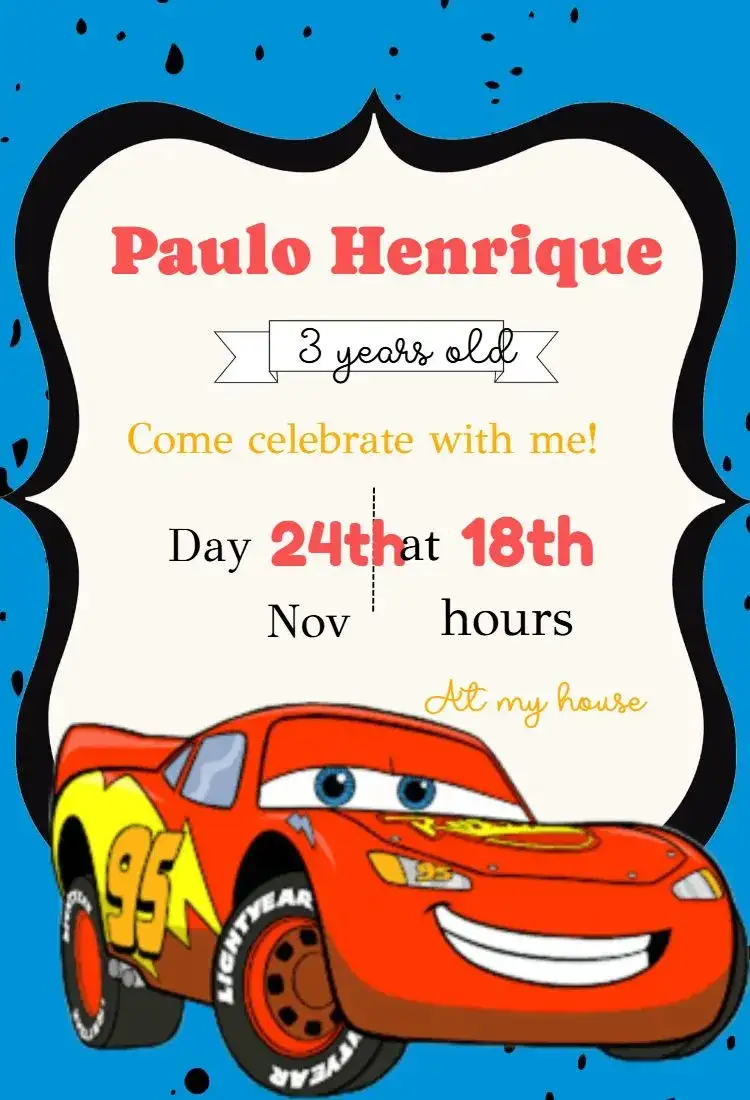 Children's Cars Birthday Invitation