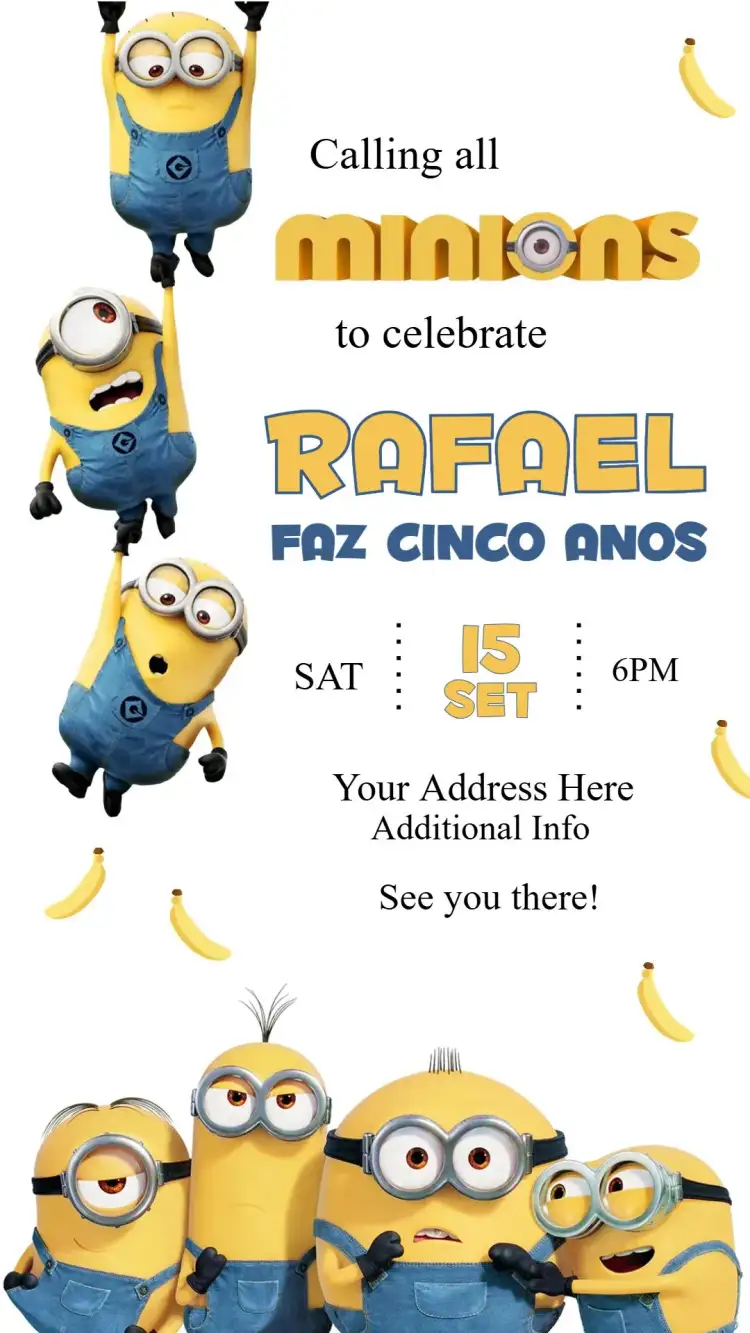 Invitation Minions – Kids' Birthday Party theme vintage, fun, colorful, themed, childish