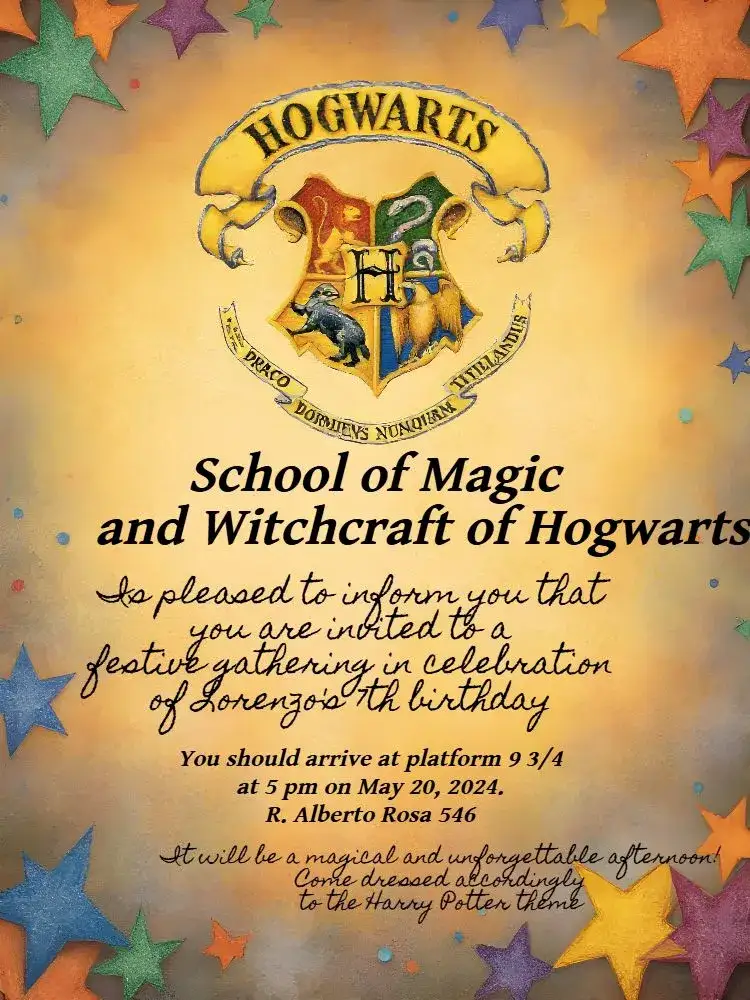 Invitation Hogwarts Letter Edit – Kids' Birthday Party theme magical, fantasy, golden, brown, classic, themed