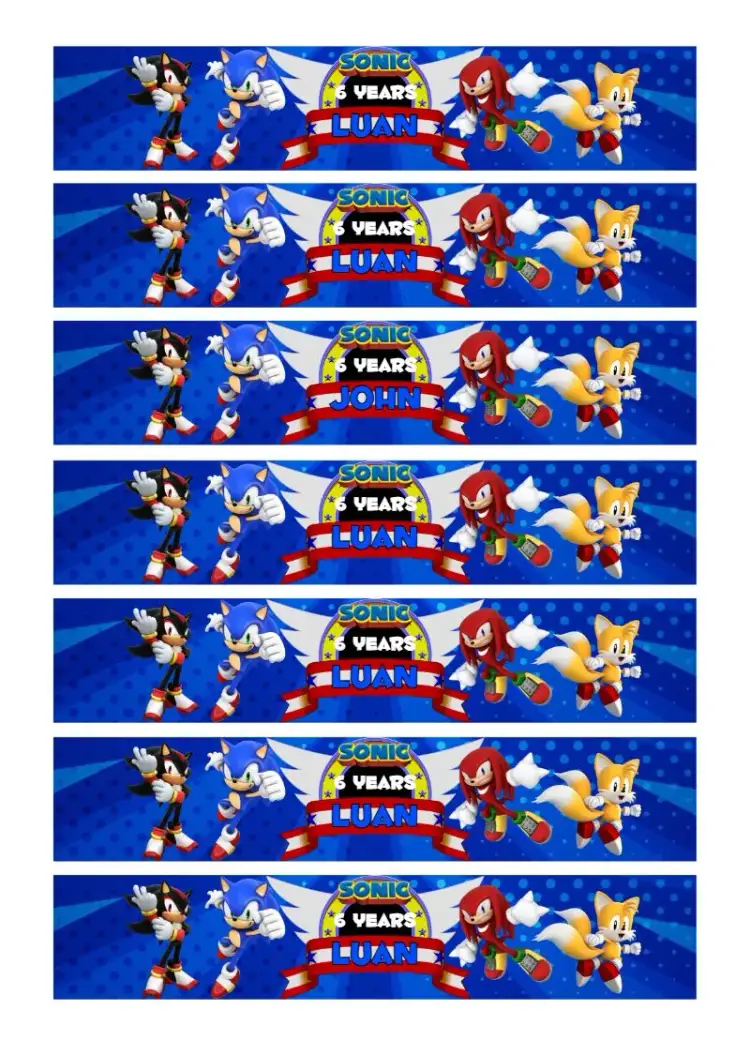 Invitation Label For 200ml Sonic Boy Bottle – Kids' Birthday Party theme blue, fun, games, children's, themed