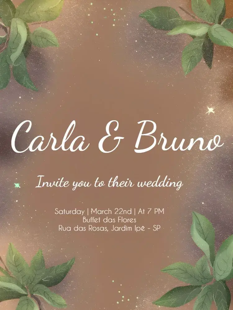 Brown Leaves Wedding invitation