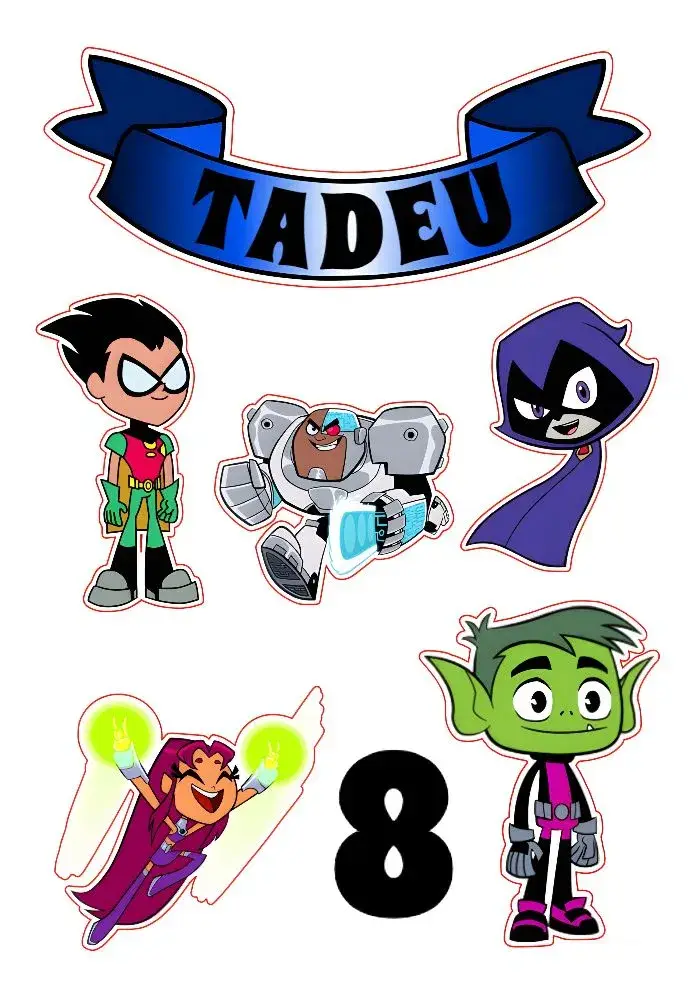 Top Young Titans Heroes Cake Topper invitation