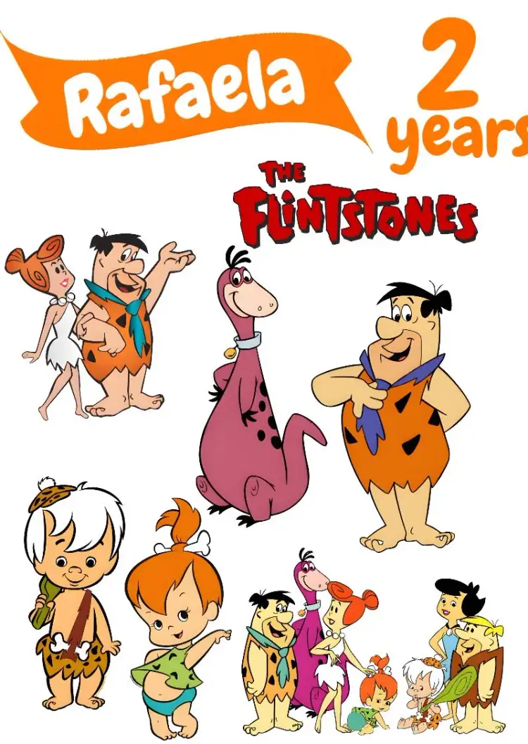 Invitation Flintstones Cake Topper Cartoon – Cake topper theme colorful, fun, vintage, themed, lively