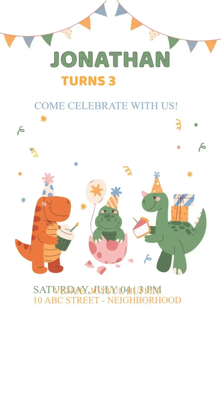 Dino Party Birthday Invitation
