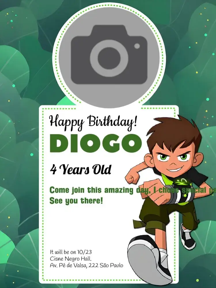 Ben 10 With Green Photo invitation