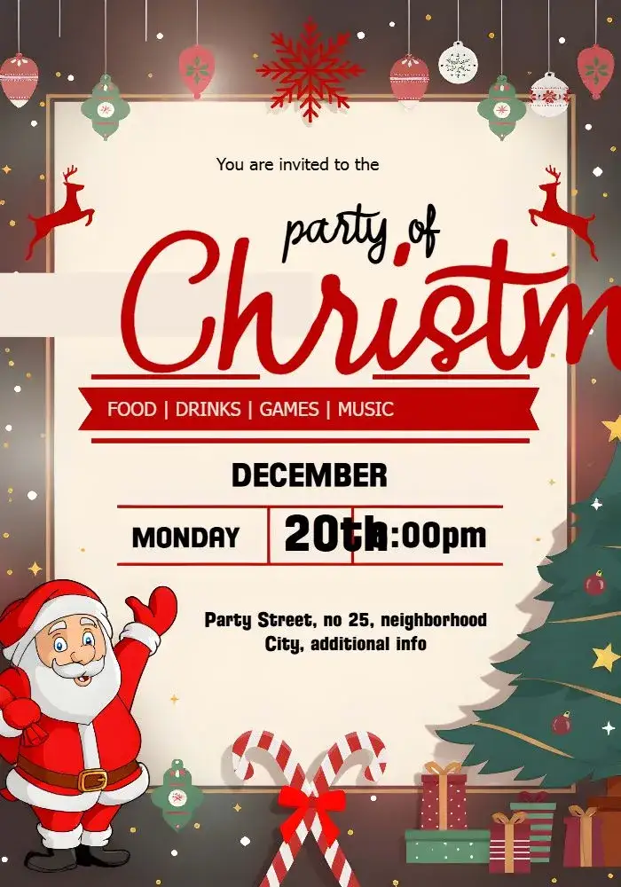 Invitation Christmas Party Dad – Commemorative Dates theme festive, classic, colorful, fun-filled, vintage, themed
