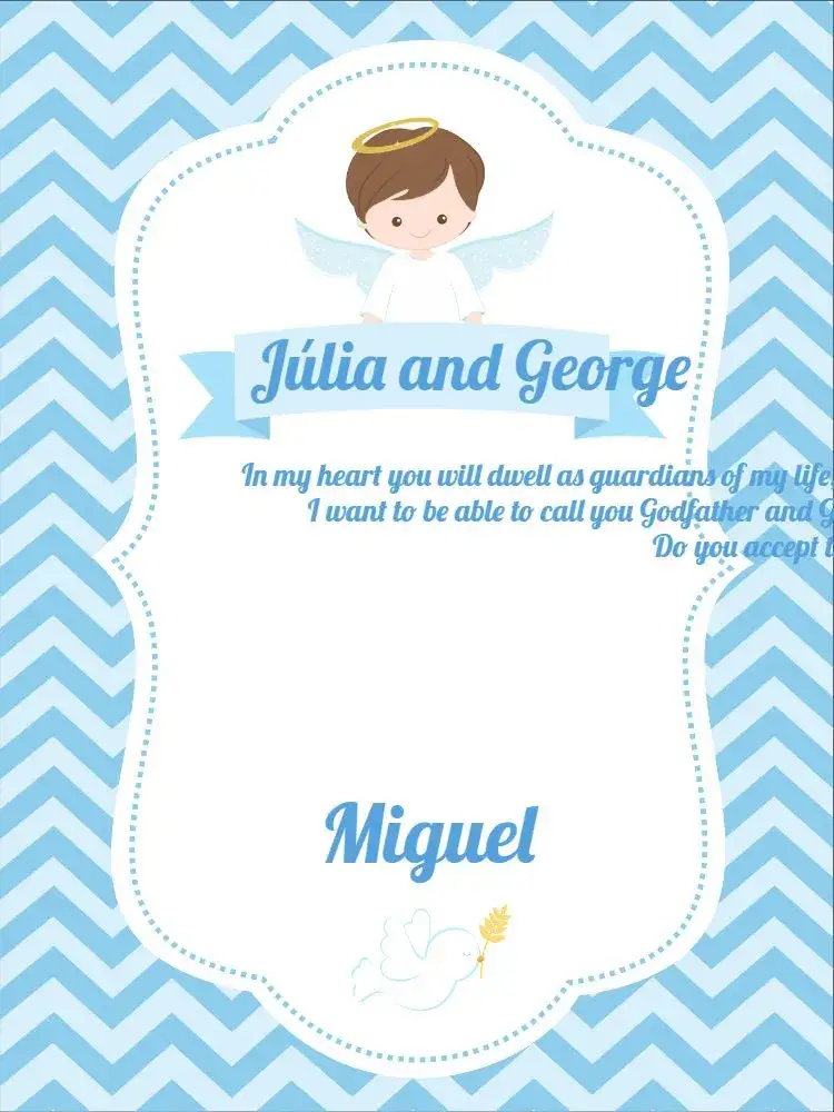 Invitation Godparents Boy Baptism Baptized – Baptism theme light blue, minimalist, modern, childlike illustrations, elegant, cute