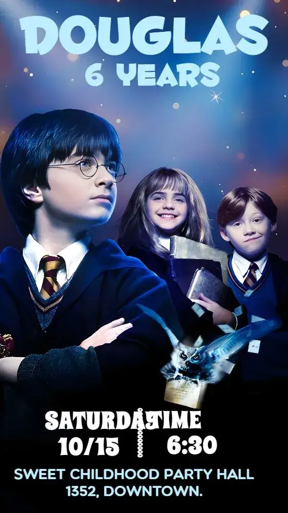 Invitation Harry Potter Party – Kids' Birthday Party theme magical, themed, colorful, fantasy, adventure