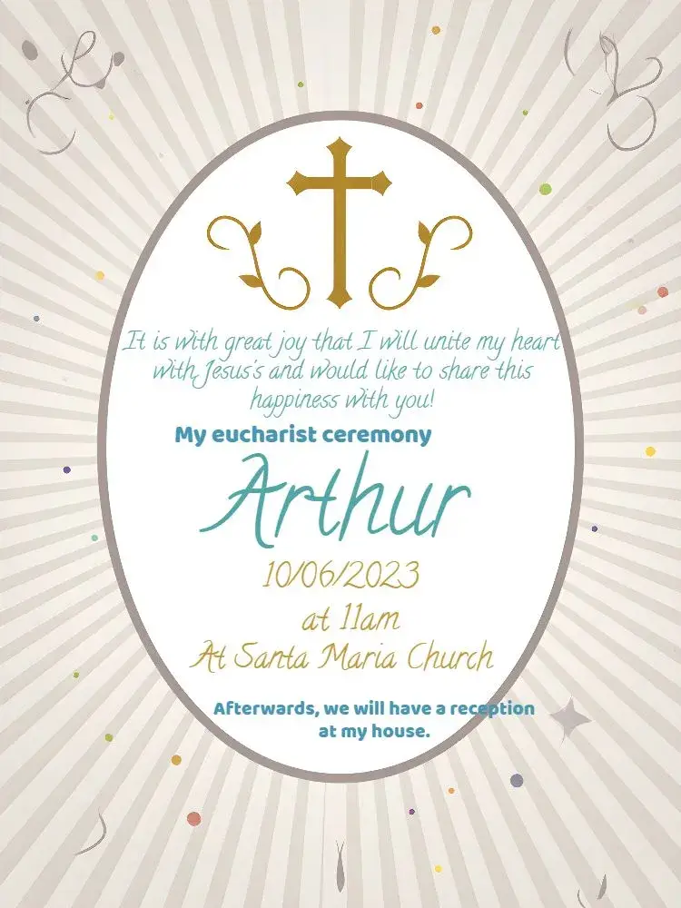 Invite First Communion White editable and customizable