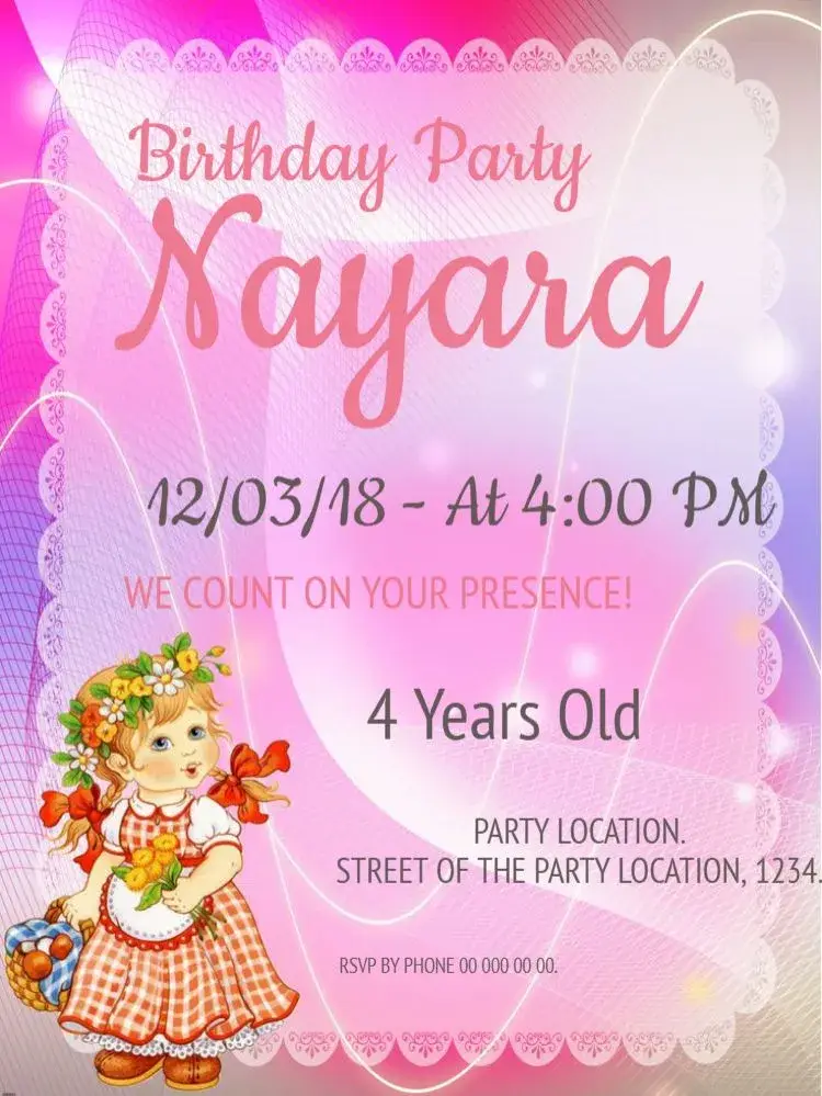 Edit Pink Girl Celebration invitation