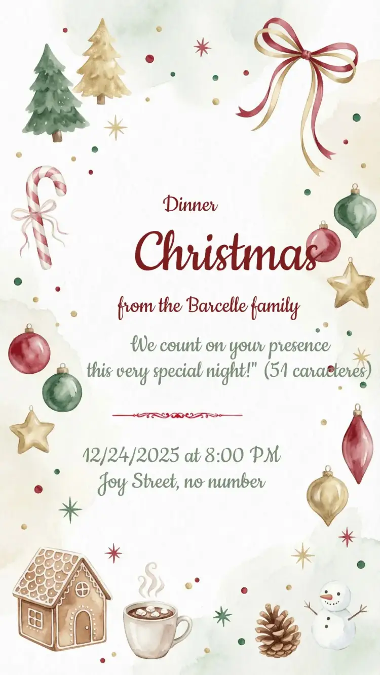 Invitation Christmas Party Invitation – Commemorative Dates theme red and green, golden, minimalist, vintage, themed, Christmas illustrations