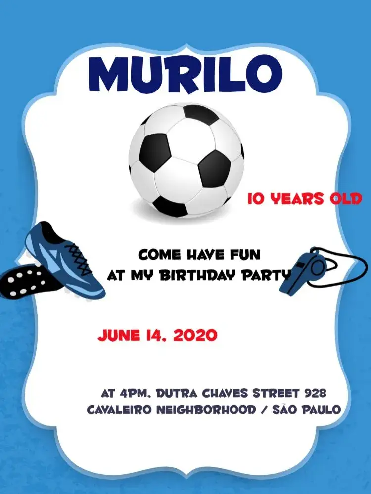 Blue Soccer Cleat Man invitation