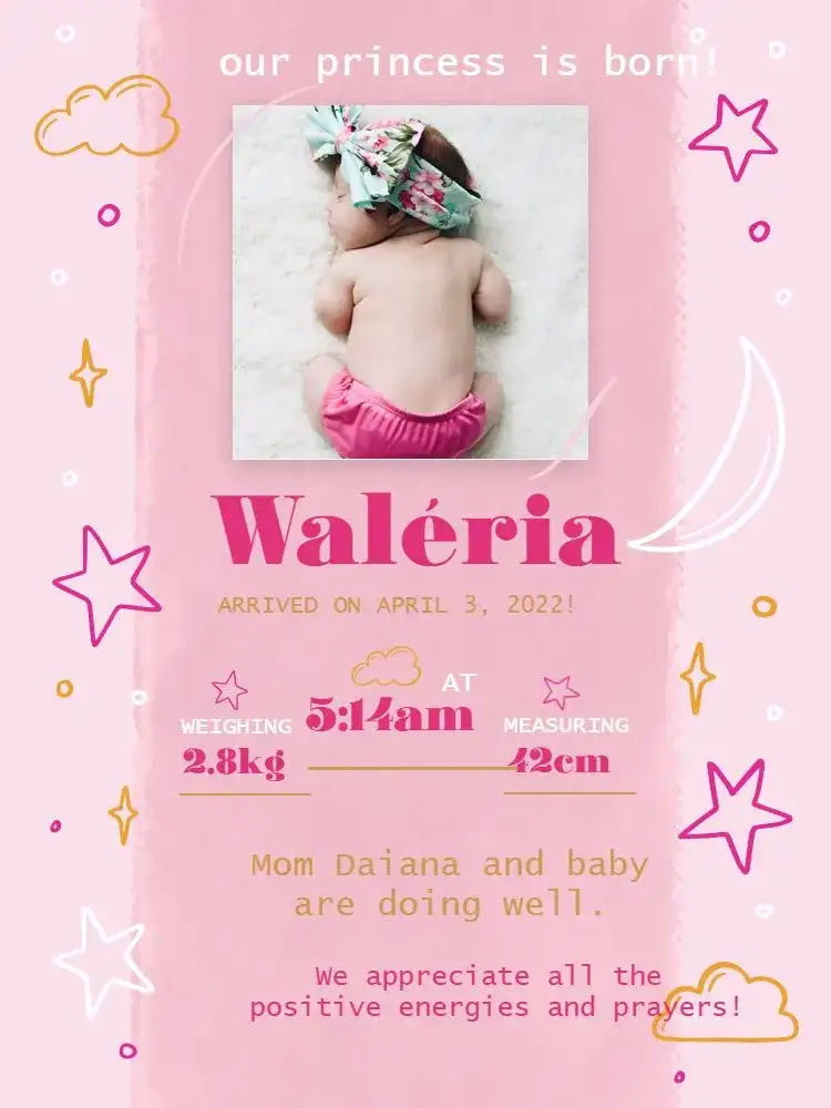 Baby Girl Birth Celebration Photo Card