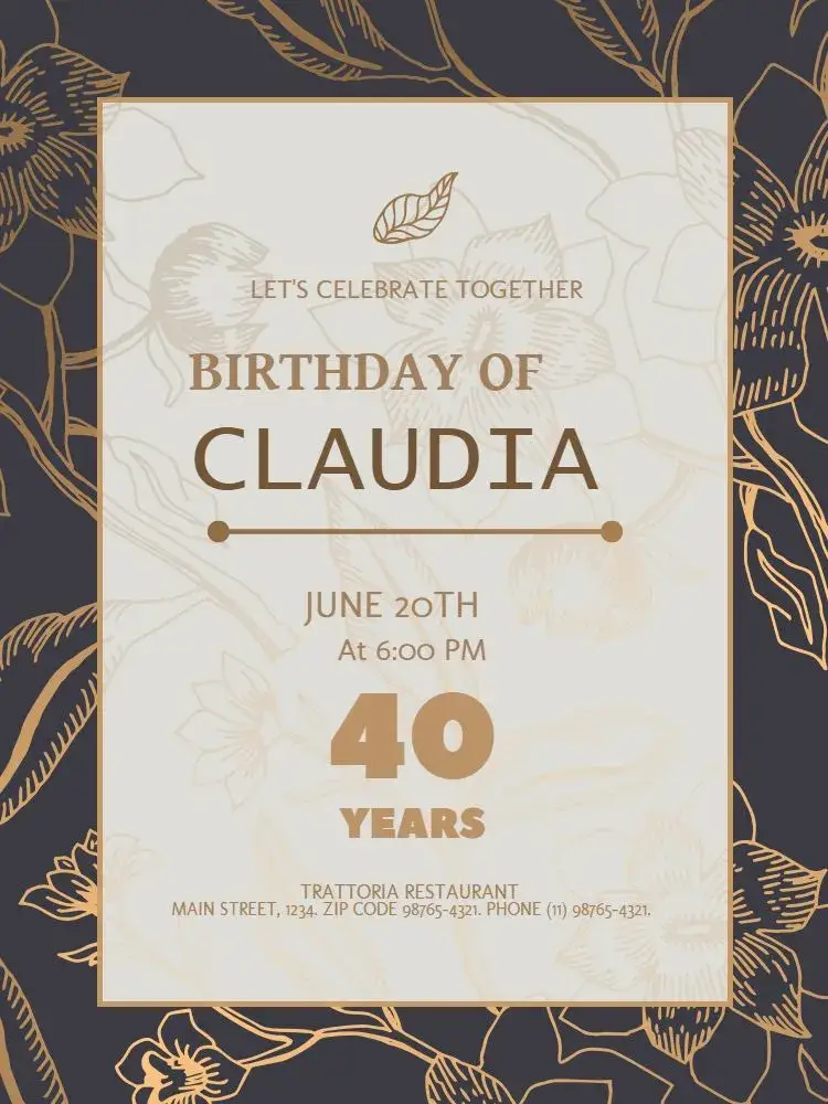 40 Years Elegant Adult invitation
