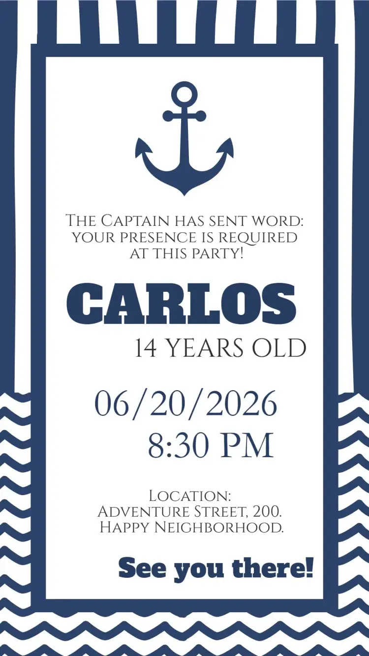 Invite Digital Sailor Nautical Invitation editable and customizable