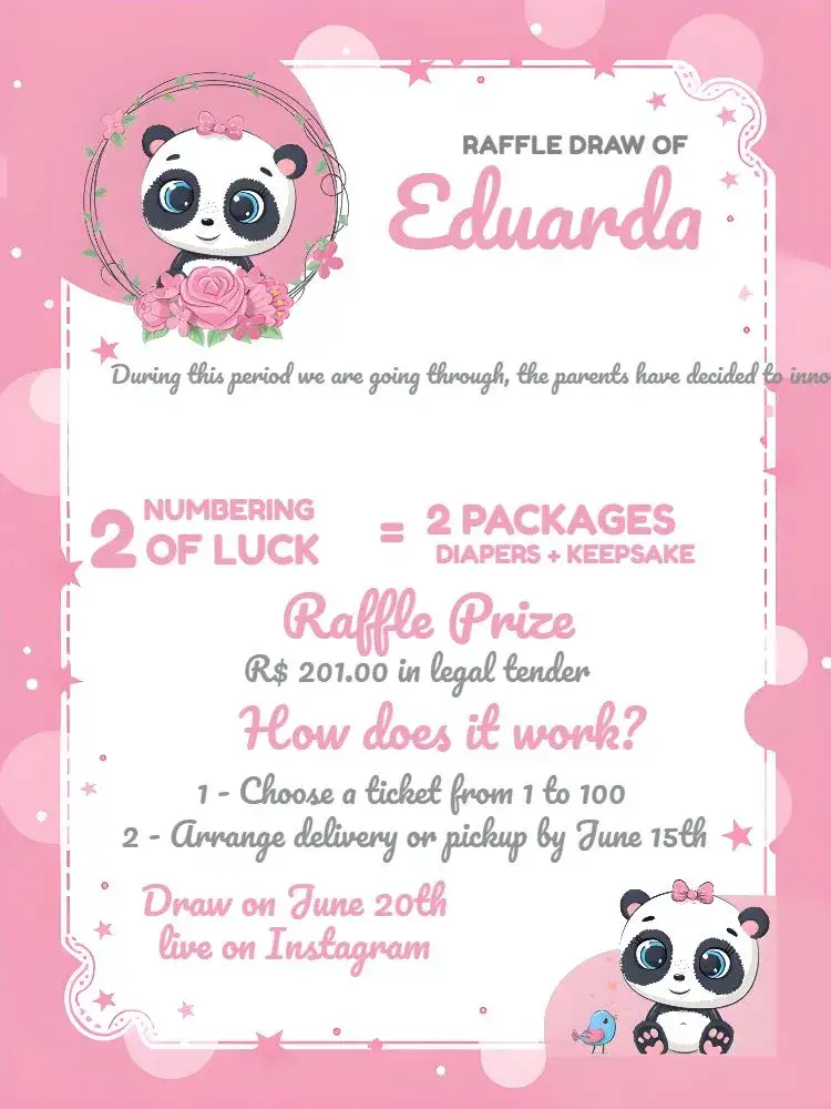 Invitation White Panda Raffle Tea – Raffle Tea theme cute, childish, modern, colorful, minimalist