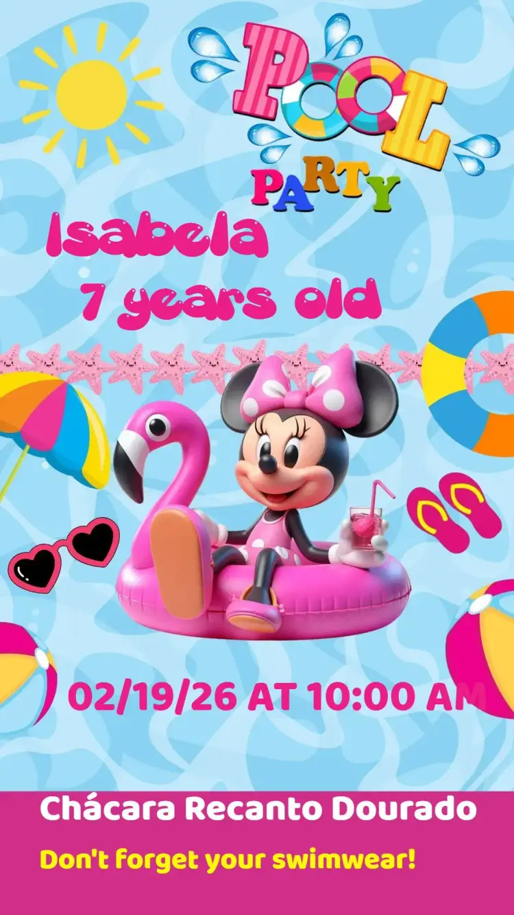 Minnie Pool Party invitation