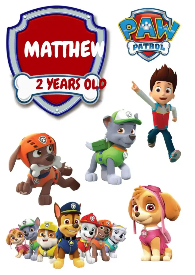 Invitation Paw Patrol Everest Cake Topper – Cake topper theme colorful, fun, childish, themed, lively