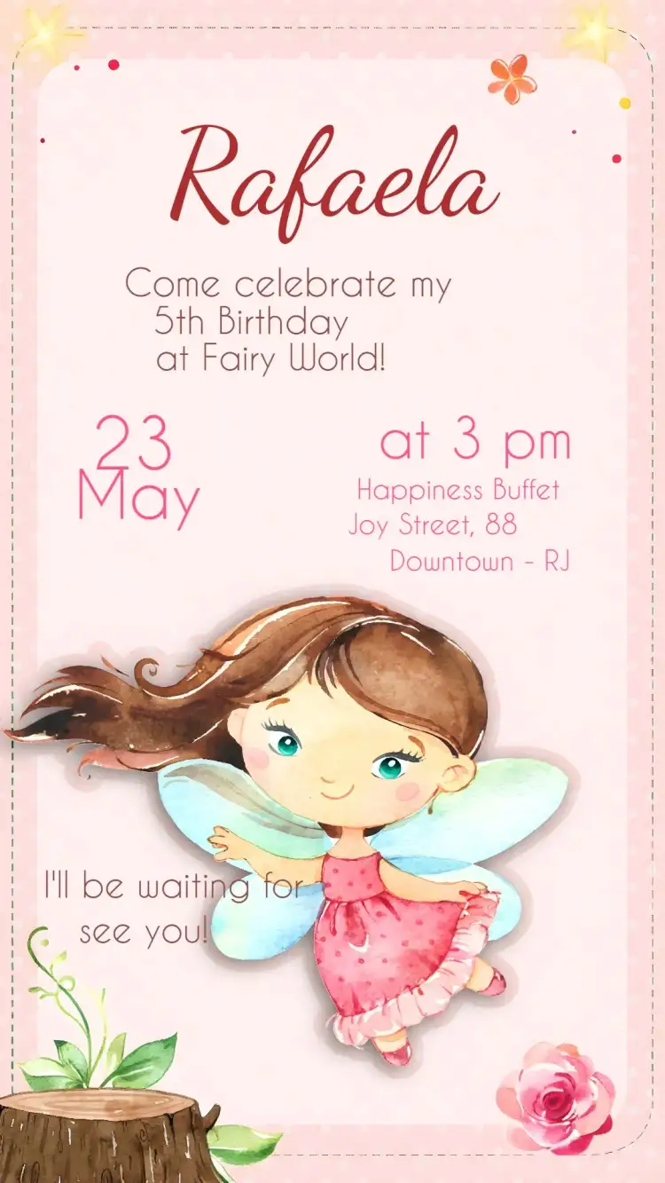 Invitation Pink Fairy World – Commemorative Dates theme pink, magic, fantasy, fairies, delicate illustrations
