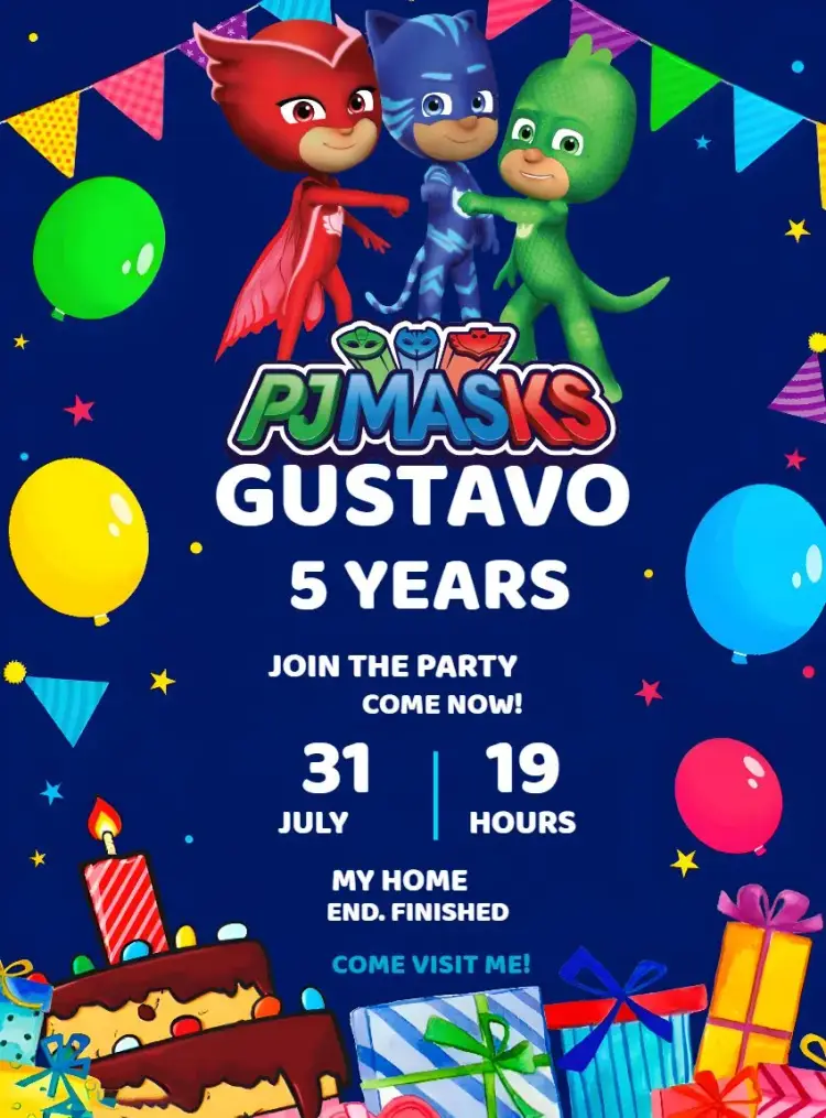 Pj Masks invitation