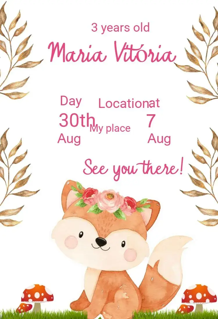 Children's Birthday Invitation Fox Grove