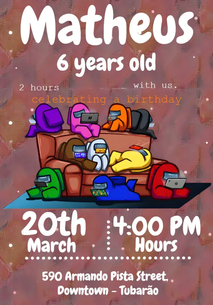 Invitation Among Us Amongus – Most searched for theme colorful, fun, games, childish, themed, modern