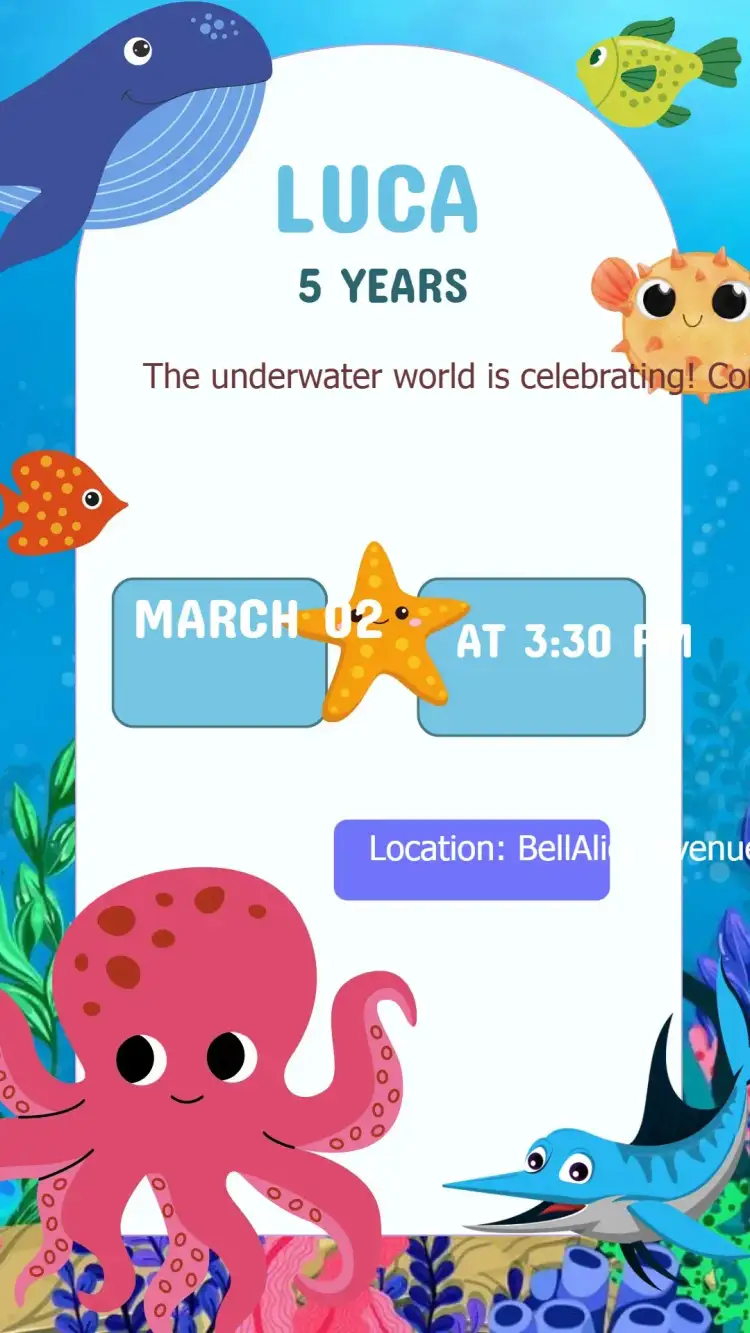 Invitation Under the Sea Birthday Invitation Bright Colors – Kids' Birthday Party theme vibrant colors, nautical style, underwater fun, colorful graphic elements, childish design