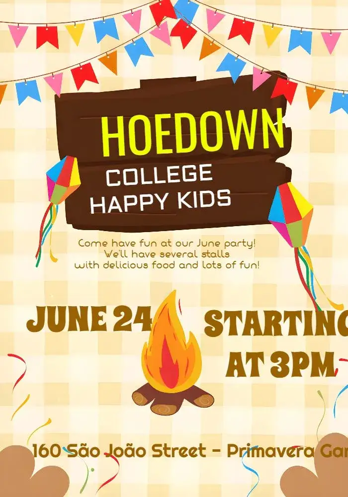 Invitation João School June Party – Commemorative Dates theme colorful, traditional, rustic, fun, festive